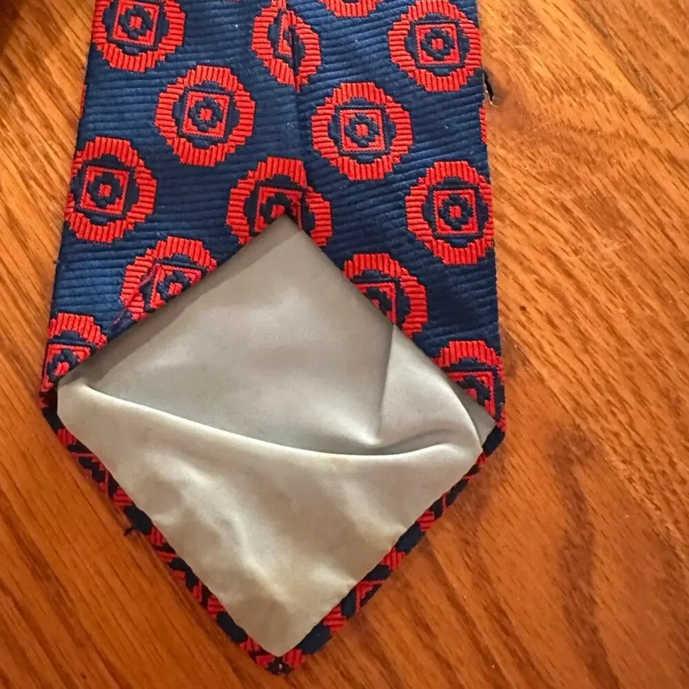 Vintage Polyester Red and Blue Tie Wright's Carolina's Leading Clothiers